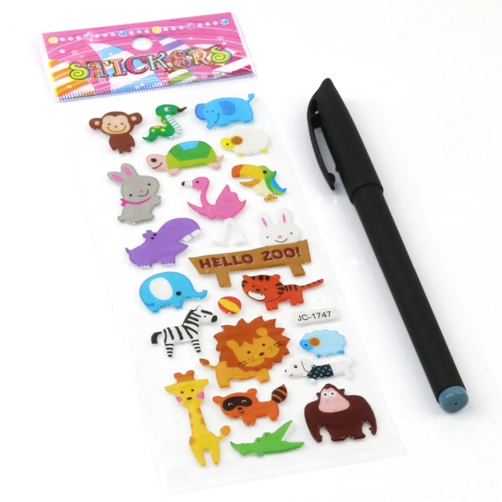 10 pcs 3D Stickers Toys Cartoon Children Stickers Emoji Sheets Cute Pet PVC Scrapbook Gifts For Kids