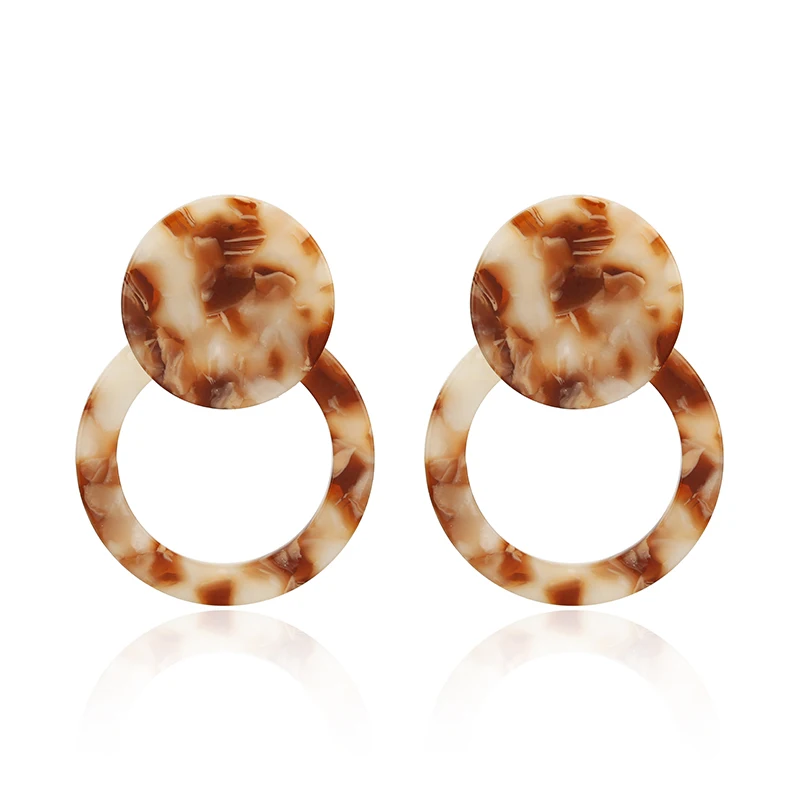 Леопардовый цвет, акриловый серьги-подвески из смолы для женщин геометрические большие круглые квадратные серьги ацетатные Brincos модные ювелирные изделия - Окраска металла: F