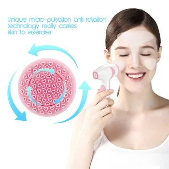 

Waterproof Electric Facial Massage Brush Two Way Rotating High Frequency Facial Stimulator Face Cleaning Brush Silicone