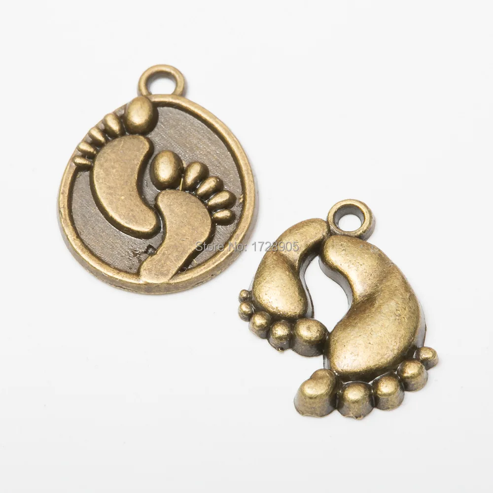 

Baby Feet Charms Pendants Bronze color foot footprint for Bracelet Necklace Jewelry Making DIY Handmade Craft 10 pcs
