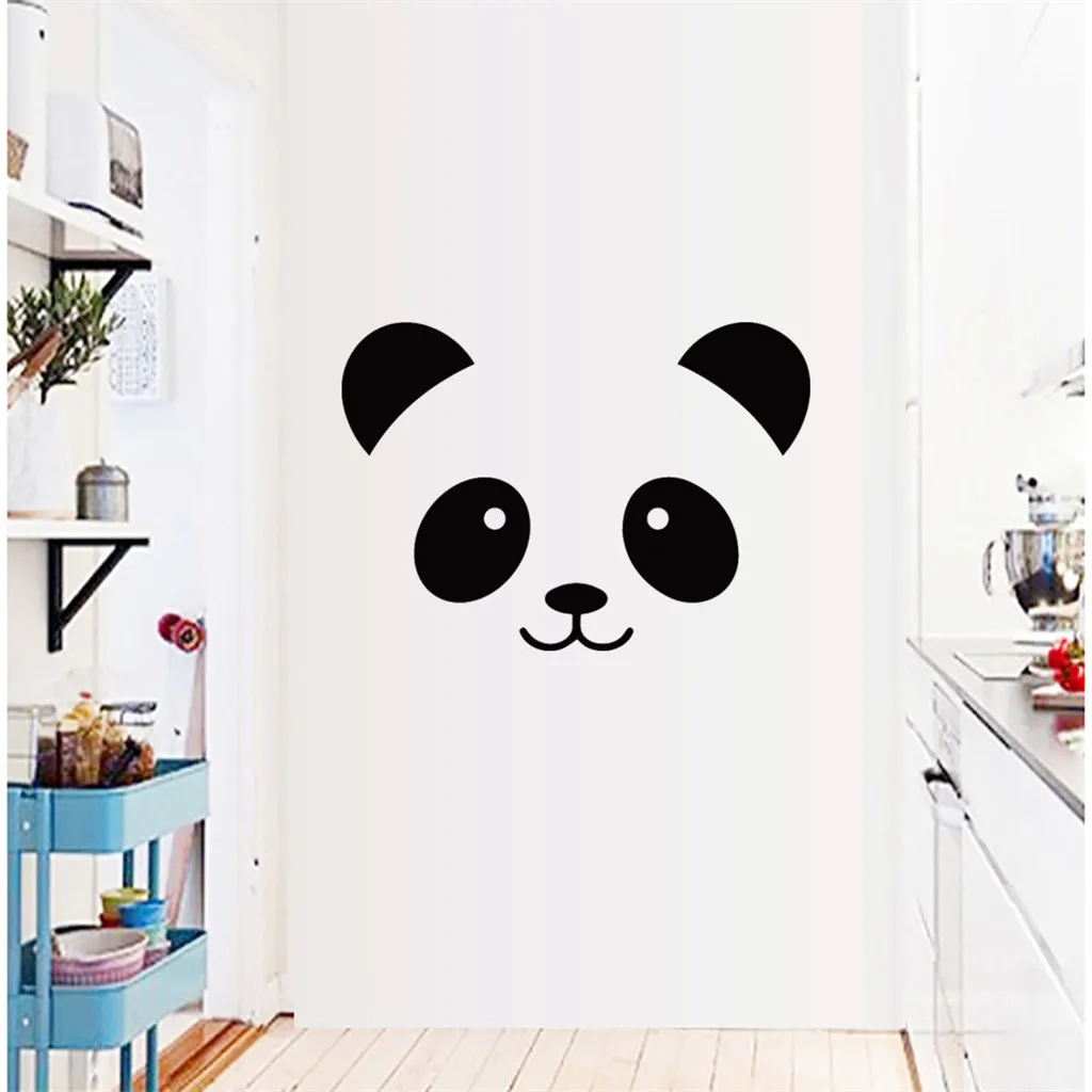 Черные настенные наклейки пандами спереди Съемный Wall Art DIY виниловая наклейка на
