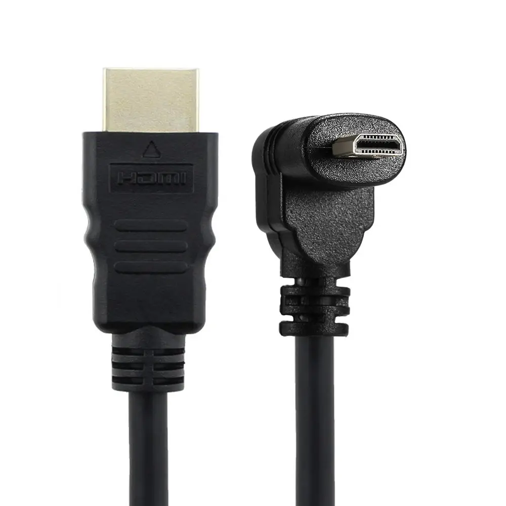 

90 Degree Up & Down Angled Micro HDMI to HDMI Male HDTV Cable for Tablet & Camera 30cm
