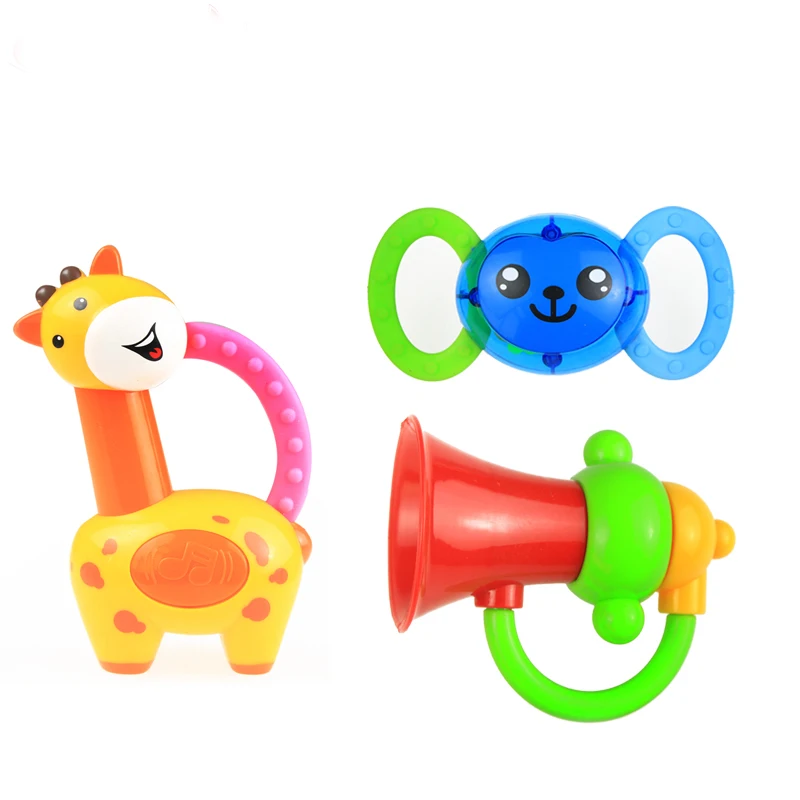 Погремушки для новорожденного ребенка игрушка мультфильм Животные Резиновый музыкальный погремушка для малышей Дети Прорезыватель зубов в виде руки игрушки развивающая игрушка 0-12 месяцев подарок