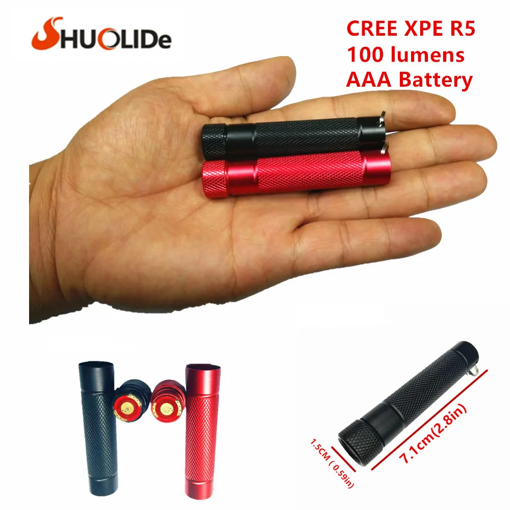

Mini LED Torch Flashlight CREE XPE R5 100 lumens LED Keychain AAA battery