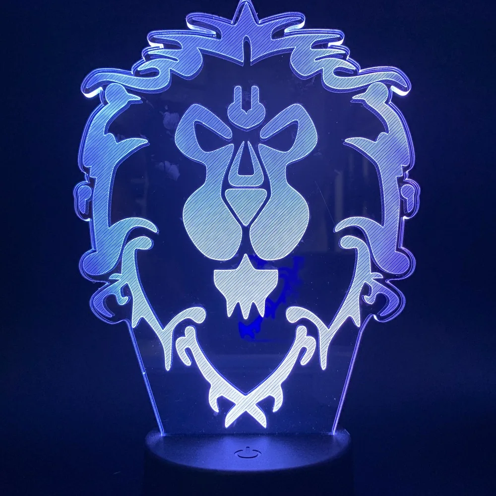 World of Warcraft 3D LED Lamp The Alliance Tribal Signs Visual Night Light Remote or Touch Control Atmosphere Light for Gifts