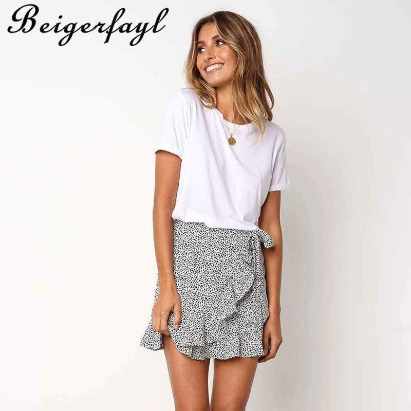 Beigerfayl Новая Летняя мода 2019 Асимметричная мини юбка в виде листьев лотоса с