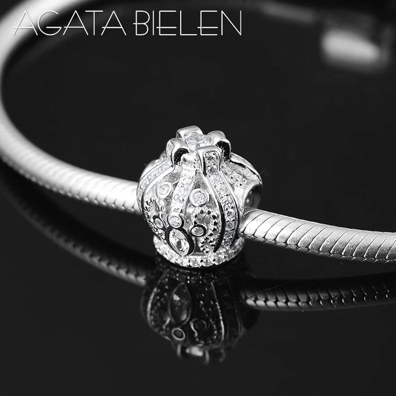 

Fashion luxury imperial crown shape 925 Sterling Silver clear CZ fine beads Fit Original Pandora Charm Bracelet Jewelry making
