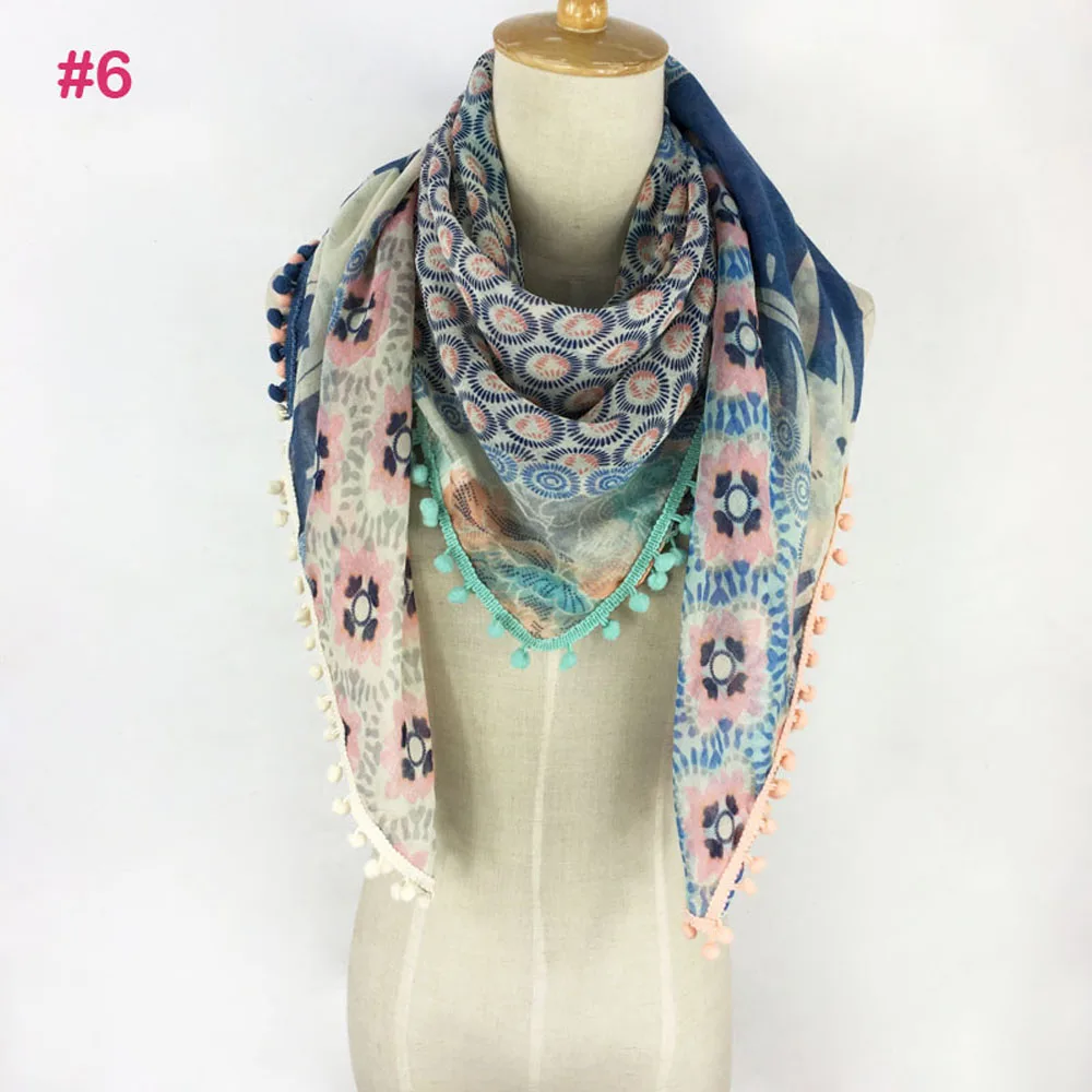 Высокая мода весна лето лоскутное Печатный квадратный хиджаб палантин шарф с помпонами