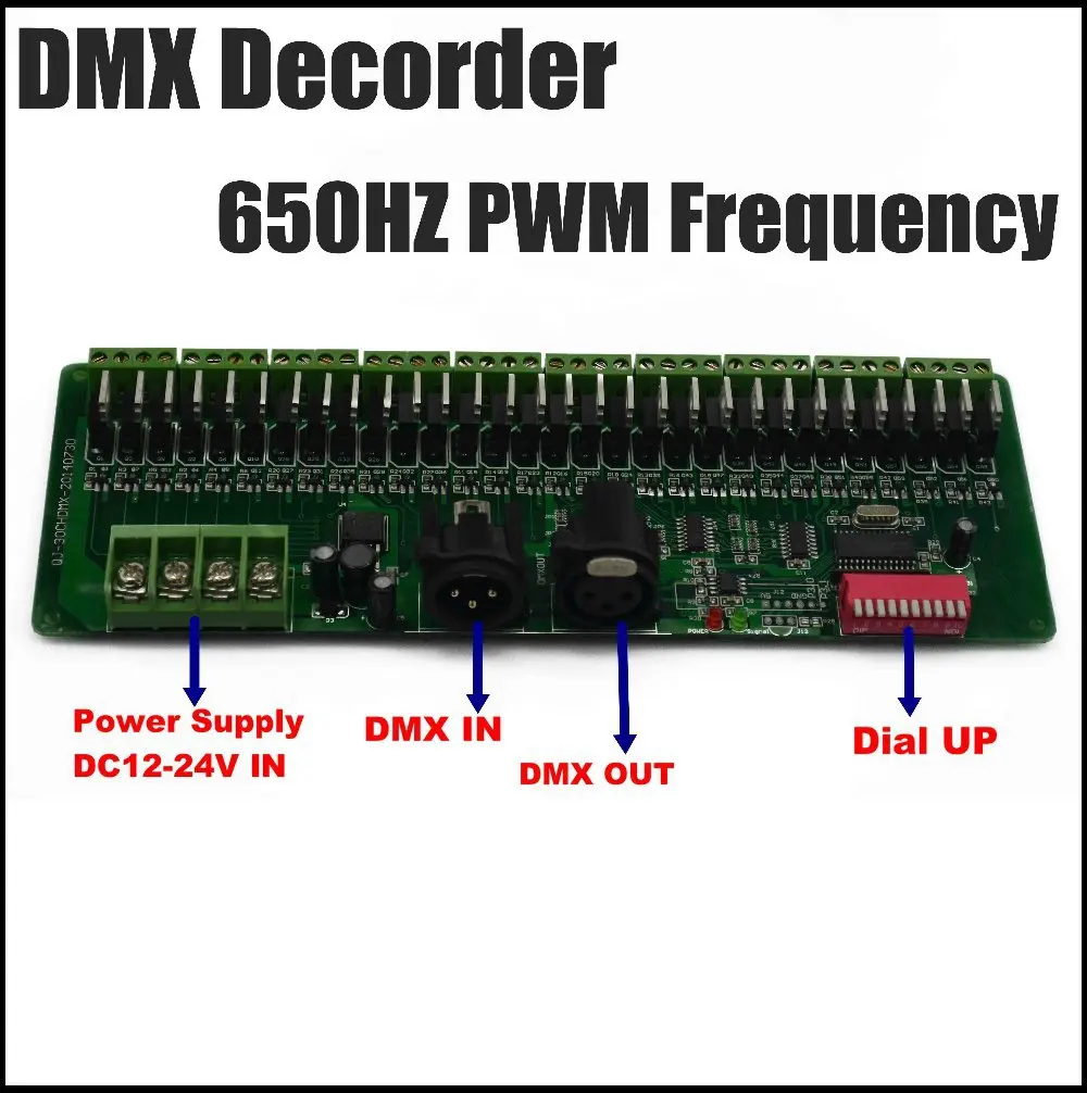 

30CH DMX 650MHZ PWM decoder, DMX controller, DC12V-24V input easy setting DMX RGB controller