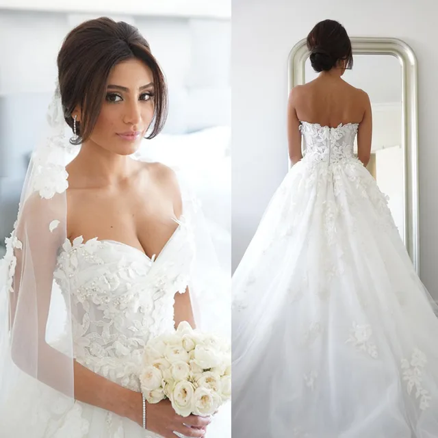 17473 Robe De Noiva 2017 élégant Chérie Tulle Appliques Dentelle Une Ligne Robes De Mariée Princesse Robe De Mariée Robe De Mariée Dans Robes De