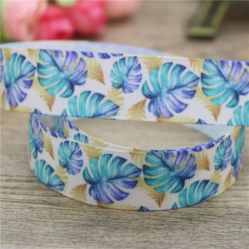 DHK 7/8 ''10yards тропический лист Фламинго шар печатных grosgrain ленты аксессуар hairbow головные уборы украшения B1692