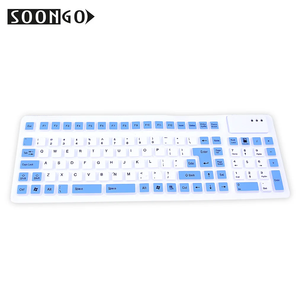Flexible Slim Folding Silicone Soft Keyboard Roll-up Collapsible Wired USB Teclado Clavier Gamer Mini PC Tablet Laptop Portable (3)