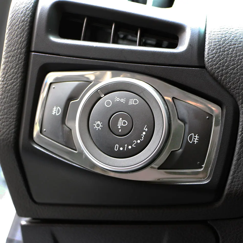 Car Abs Chrome Headlight Switch Sticker Trim For Ford Focus 3 4 Car Abs Chrome Headlight Switch Sticker Trim For Ford Focus 3 4 Ecosport Edge Mondeo Kuga Escape Explorer Mustang F150 F250 F350 In Interior Mouldings From