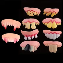 5pcs Halloween Decoration Funny Joke Tooth c Rotten Teeth Party Bags Fancy Dress creative prank Horror Toys Funny gadgetss