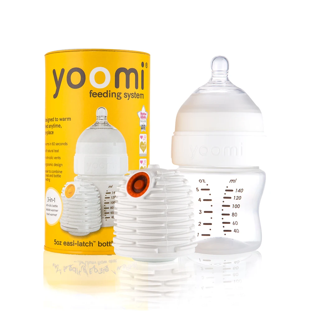 

YOOMI innovative Baby Warmer + Feeding Bottle With Slow Flow Teat Set Portable Feeding System Self-warming Bottle Designed by UK