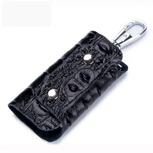 Модный держатель для ключей из натуральной кожи с узором «крокодиловая кожа», органайзер на цепочке, на талии, из воловьей кожи, однотонный, коричневый, красный