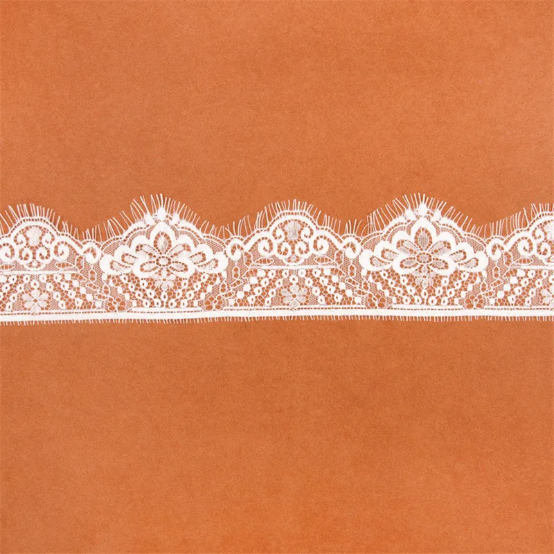 

3M/lot Eyelash Lace Fabric DIY Decorative High Quality Soft Off Nylon Eyelash Lace Trim Wedding Dress Fabric