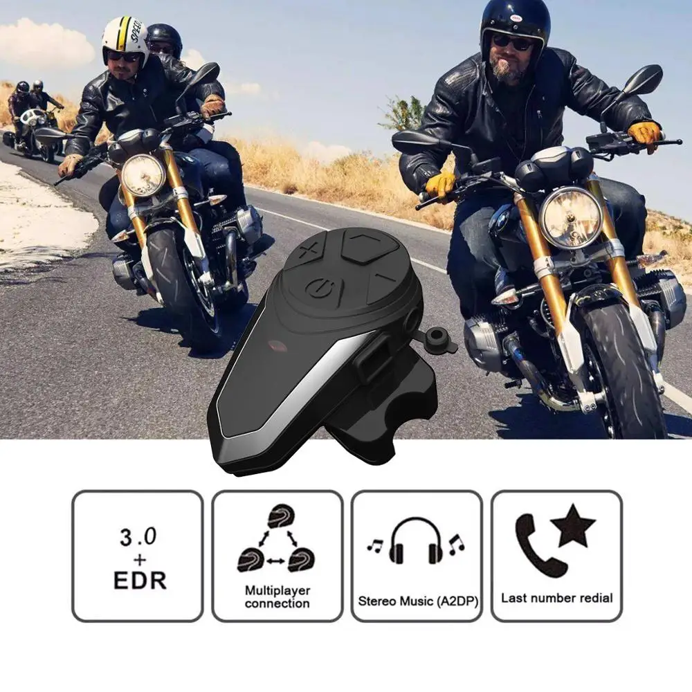 

BT-S3 Pro Motorcycle Intercom Earphone Helmet Wireless Bluetooth Intercomunicador Headphone Waterproof FM Interphone Headset