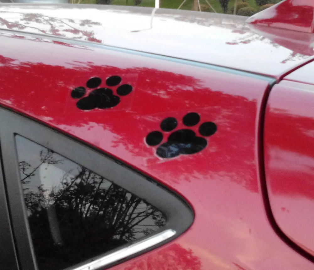 

1 Pair 6X20CM Dog paw decal sticker High Quality reflective vinyl car sticker auto modified accessories