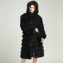 Dark Gray Fur Coats Real Fox Fur 2017 New Pockets Vest Overcoat Customized Plus Size Natural Fur Jacket Hooded Coats for Winter