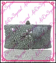 Aidocrystal Shining silvery gems ladies clutch bag and matching slip-on high heels for party