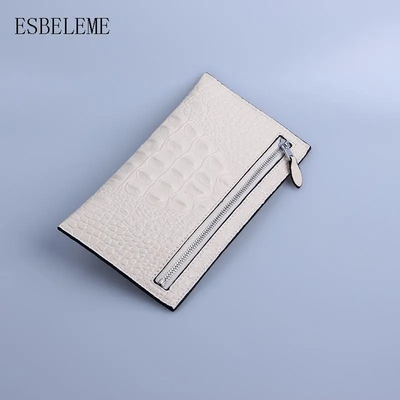 

Women Leather Long Wallets For Female Casual Alligator Pattern Purse Ladies Fashion Evening Clutch Bag White Cowhide Purse HG007
