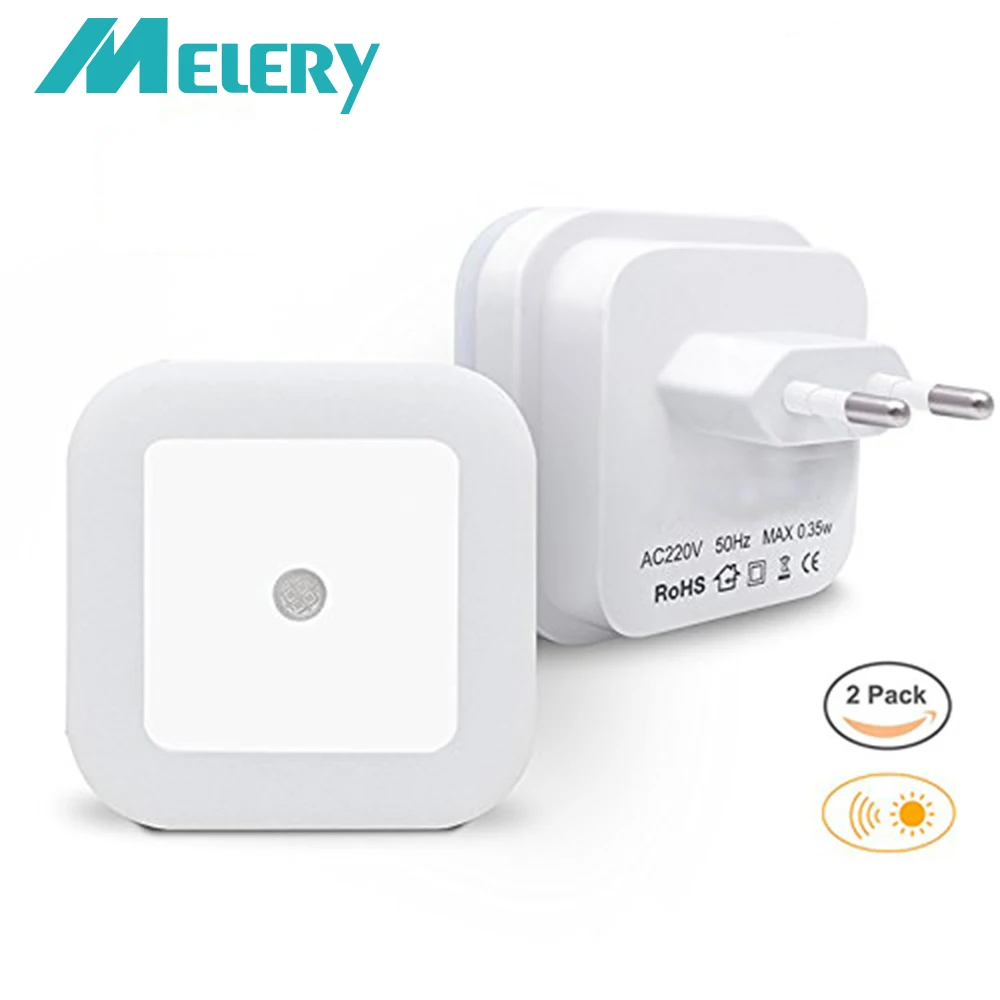 

LED Twilight Sensor Night Light Warm White Socket Energy-Waving Wall Light for Bedrooms,Children's Room,Stairs,Kitchen-2PACK