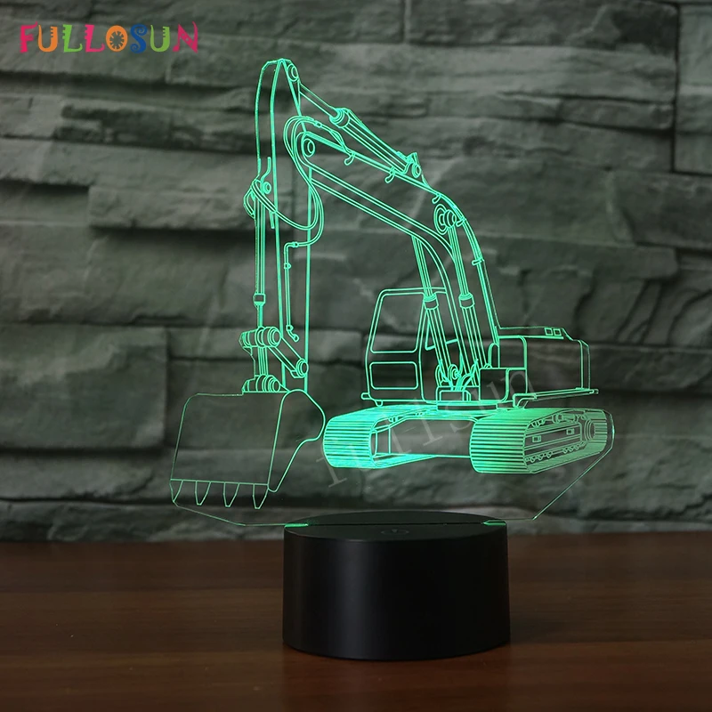 Акрил 3D лампы экскаватор светодиодные фонари творческий Touch USB Светодиодная настольная лампа, как indoor 3D Иллюзия огни