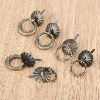 DRELD 5Pcs Vintage Cabinet Knobs and Handles Furniture Pin Knobs Kitchen Drawer Cupboard Ring Pull Handles Furniture Fittings