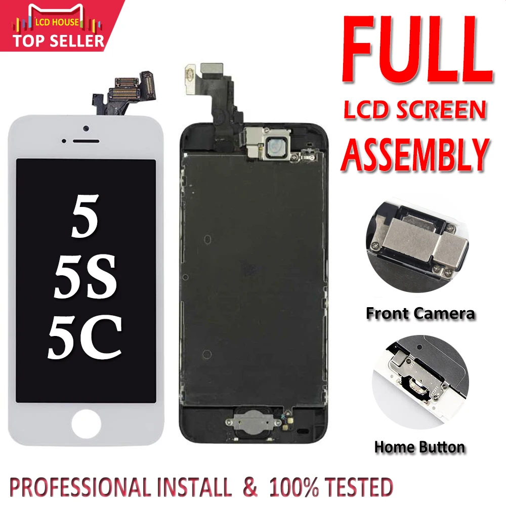 

For iPhone 5 5S 5C Full LCD Screen with Home Button and Front Camera Assembly Replacement Touch Screen Full Complete Display