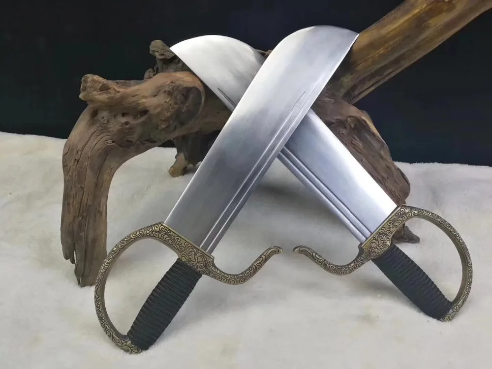 

Hot Wing Chun Butterfly Swords Bart Cham Dao wingchun double swords copper handle with carving included leather bag collection