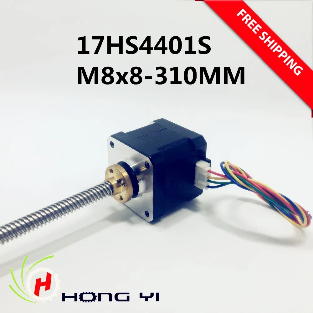 

Free shipping nema17 Screw stepper motor 17HS4401S-M8x8-310MM with Copper nut lead 8mm for 3D printer Z axis long screw