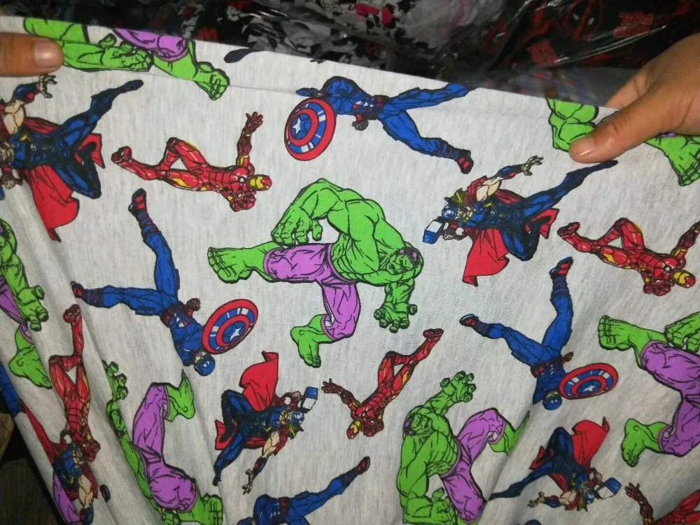 160*50cm The Avengers Hulk Iron Man cotton knitted fabric ...