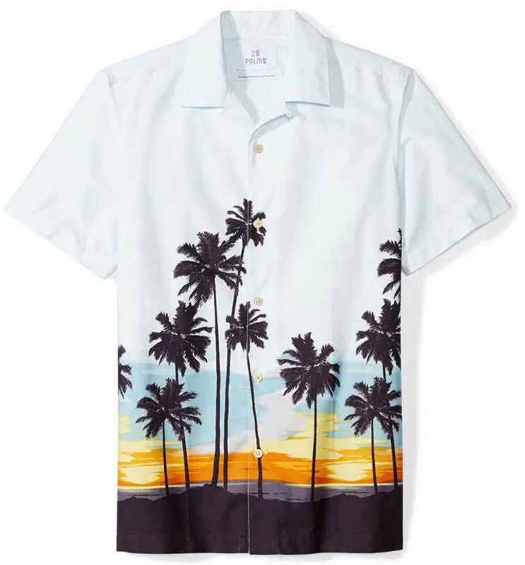 Синие летние тонкие топы с принтом, мужские рубашки, пляжные Гавайские мужские платья, рубашки с короткими рукавами и принтом, мужские повседневные рубашки, американские размеры - Цвет: 001