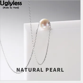 

Uglyless 100% Real 925 Sterling Silver Natural Freshwater Pearls Necklaces With Chain Elegant Pearl Pendants Handmade Fine Jewel