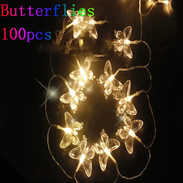 10m 100 LED Butterfly Light String Christmas Lights Wedding/Party Decoration Light Fairy Lamp ...