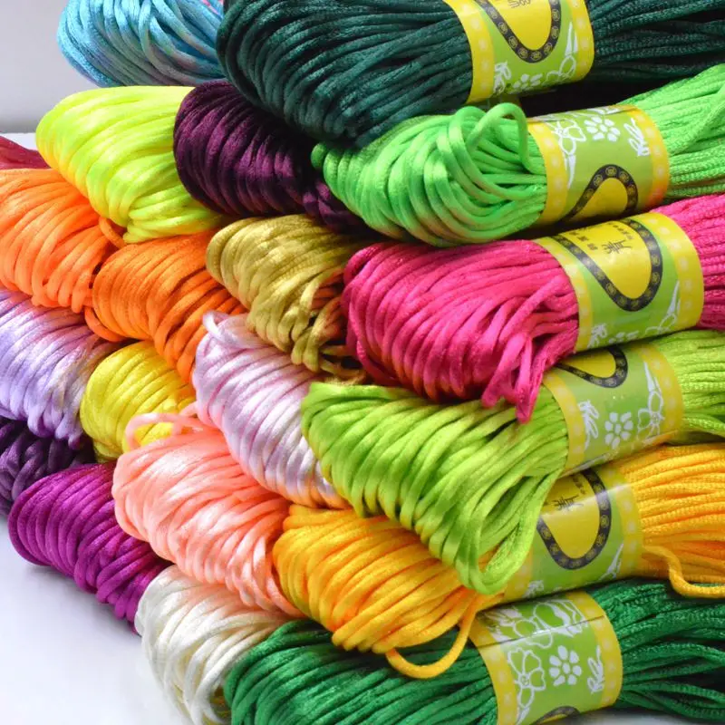

Yesucan 20 Meters 2.5mm Soft Satin Rattail Silk Macrame Cord Nylon For DIY Chinese Knot Fabric Cotton Ropes String Jewelry Cords