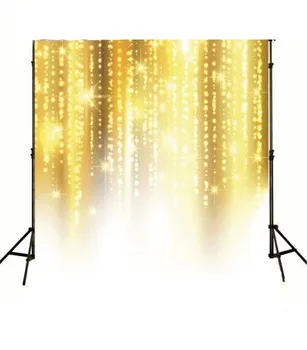 

Gold Light Sparkly Glitter Bling Backgrounds Vinyl cloth High quality Computer printed wedding photo backdrop