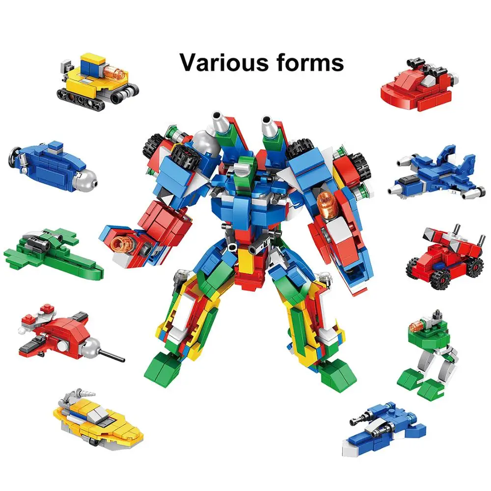 15PCS Transformation Number Robot Educational Toy for Children Assembling Building Blocks Figure Bricks