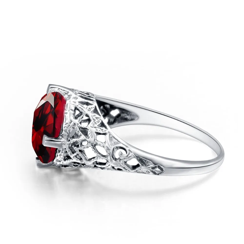  Szjinao Rings for Women Handmade Garnet Jewelry Wedding Invitations Silver 925 Jewelry Accessories  - 32798960044