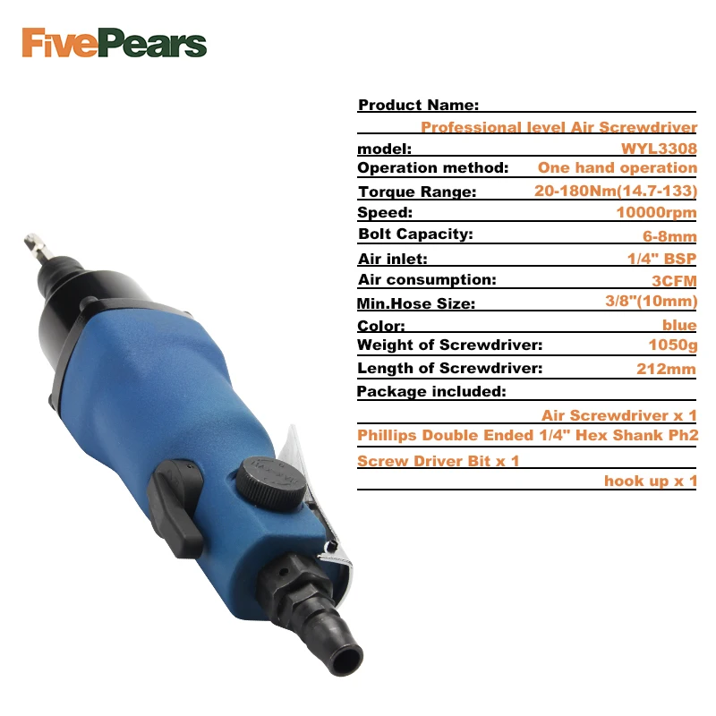FivePears large torque Air Tools Pneumatic Air Screwdriver air tool 8H pneumatic tools power tool new type free shipping 3308 FivePears large torque Air Tools Pneumatic Air Screwdriver air tool 8H pneumatic tools power tool new type free shipping 3308