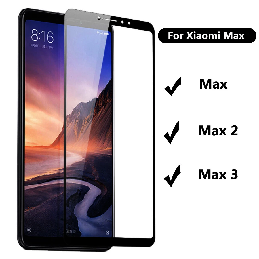 

BUYFUN 9H Tempered Glass For Xiaomi Mi Max 2 Phone Case Full Cover Glass Screen Protector For Xiaomi Max2 Max3 3 Protective Film