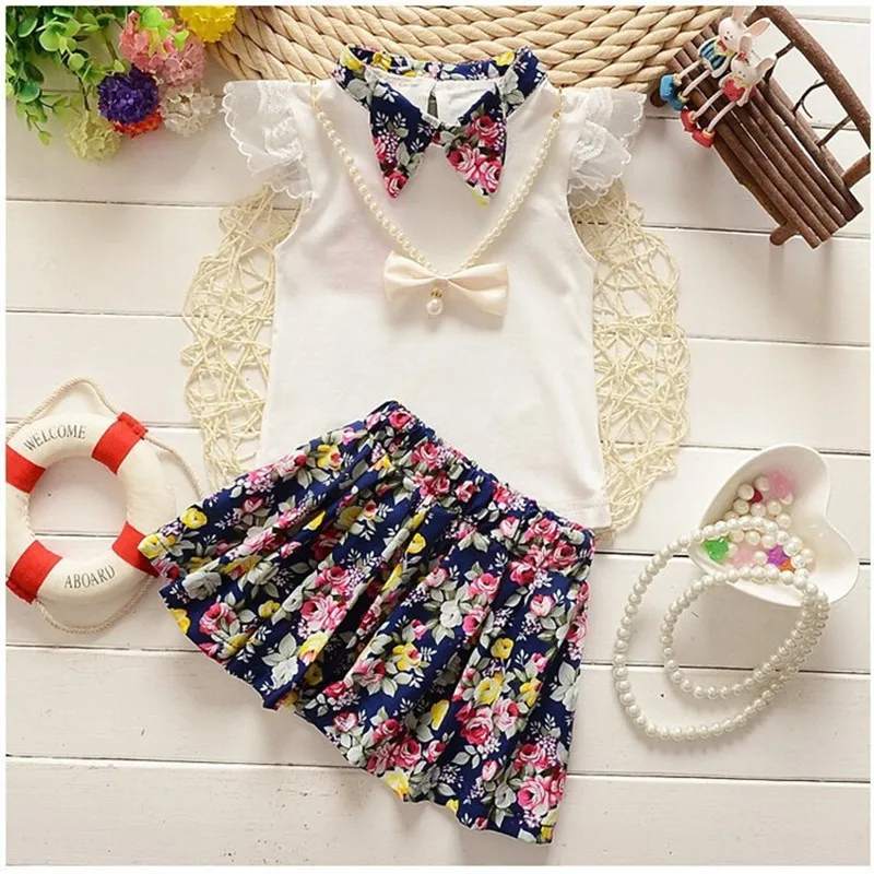 BibiCola baby girls summer clothing set kids sport suit clothes set