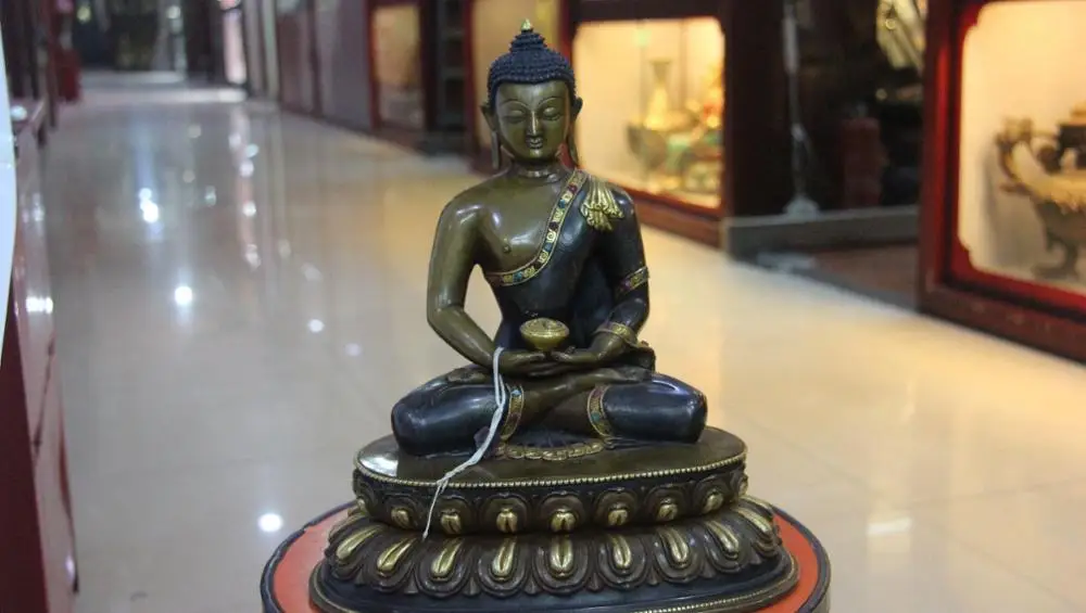 

11 China Temple Buddhism Copper Gild Sakyamuni shakyamuni Amitayus buddha Statue
