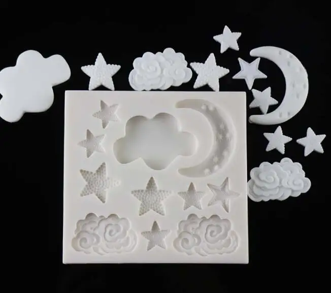 

Cake Mold 5 pc cloud star moon Silicone Fondant tool Mould Cake Decorating Chocolate Mold Cupcake sugarpaste wedding
