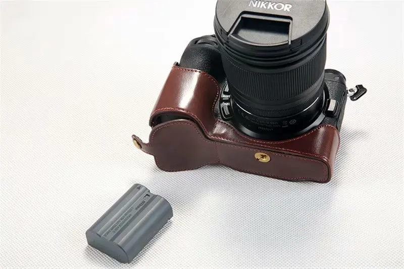 Чехол из искусственной кожи для камеры, сумка на половину тела для камеры Nikon Z7 Z6, ремешок на запястье, профессиональная Нижняя крышка