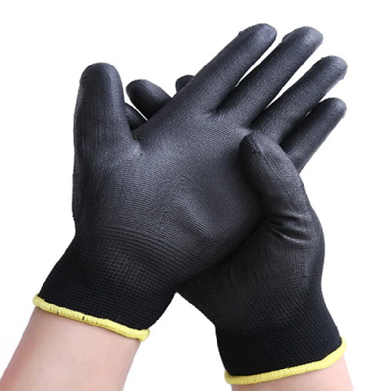 

12 Pairs Work Gloves Nylon Pu Coated Grip Safety Work Gloves Gardening Builders Engineering Mechanic