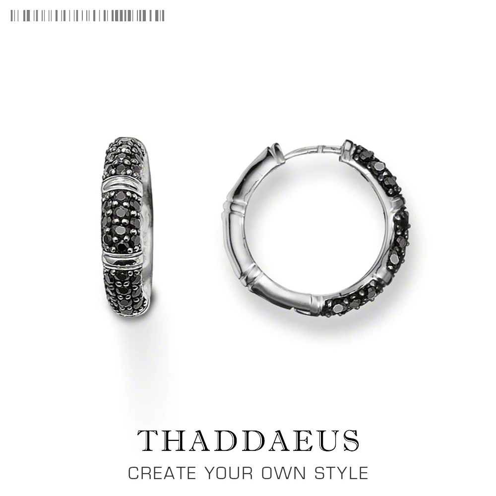 

Bamboo Black Creole Hinged Hoop Earrings,Thomas Glam Fashion Good Jewerly For Women Men,2018 Ts Gift In 925 Sterling Silver