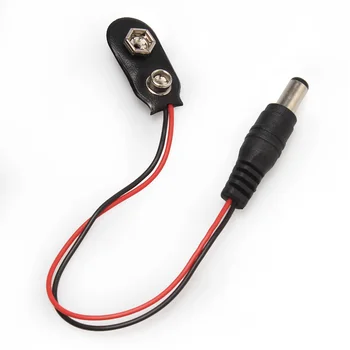 

20Pcs/Lot 9V Battery Button Power DC Male Line Adapter Cable 9V Battery Buckle With DC 5.5*2.1mm Plug Battery Box