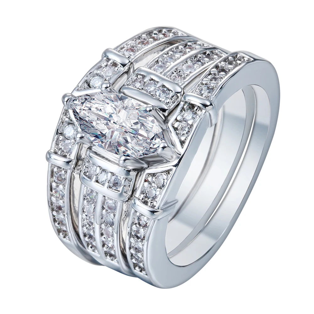 cheap 3pcs rings sets for lady wedding jewelry drop shipping gift princess micro paved white cz cheap 3pcs rings sets for lady wedding jewelry drop shipping gift princess micro paved white cz